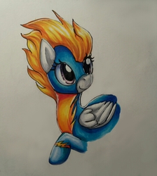 Size: 716x800 | Tagged: safe, artist:aschenstern, surprise (g4), g4, female, solo, traditional art, wonderbolts, wonderbolts uniform