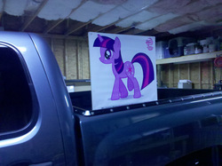 Size: 1024x765 | Tagged: safe, twilight sparkle, g4, cardboard twilight, implied applejack, photo, truck