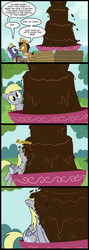 Size: 713x2000 | Tagged: safe, artist:madmax, derpy hooves, pegasus, pony, g4, 2014, chocolate, chocolate fountain, comic, dialogue, eating, female, food, fountain, jack and jill, mare, this will end in weight gain