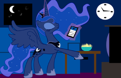 Size: 600x383 | Tagged: safe, artist:drpain, princess luna, g4, female, solo, television, trending, twitter