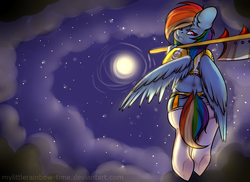 Size: 5500x4000 | Tagged: safe, artist:yukomaussi, rainbow dash, anthro, g4, armor, clothes, female, midriff, solo, stockings, weapon