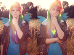 Size: 1882x1404 | Tagged: safe, artist:norikat, rainbow dash, human, g4, cosplay, irl, irl human, photo