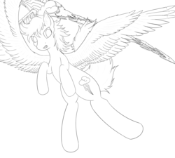 Size: 2000x1800 | Tagged: safe, artist:mythicaljazz, rainbow dash, g4, female, monochrome, solo, sword