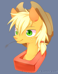 Size: 694x884 | Tagged: safe, artist:sion, applejack, g4, applejack (male), bust, horse collar, rule 63, solo, straw in mouth