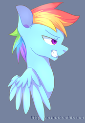 Size: 676x973 | Tagged: safe, artist:sion, rainbow dash, g4, rainbow blitz, rule 63, solo