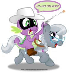 Size: 1280x1375 | Tagged: safe, artist:aleximusprime, silver spoon, spike, dragon, earth pony, pony, g4, adventure, boots, cork, cowboy boots, cowboy hat, cute, dragons riding ponies, female, glasses, gun, hat, male, mask, pop gun, pulp hero, pun, reins, revolver, riding, ship:silverspike, shipping, shoes, silver, silverbetes, simple background, spikabetes, spike riding silver spoon, straight, the lone ranger, transparent background, vector