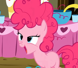 Size: 538x465 | Tagged: safe, screencap, pinkie pie, g4, my little pony: friendship is magic, the cutie mark chronicles, female, filly, foal, lidded eyes, messy mane, solo