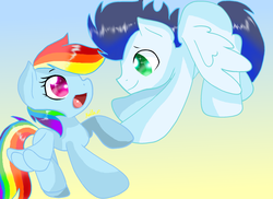 Size: 2200x1600 | Tagged: safe, artist:keira-chann, rainbow dash, soarin', g4, cute, dashabetes, female, male, ship:soarindash, shipping, soarinbetes, straight