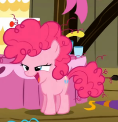 Size: 261x271 | Tagged: safe, screencap, pinkie pie, g4, the cutie mark chronicles, female, filly, lidded eyes, messy mane, solo