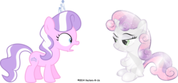 Size: 7000x3283 | Tagged: safe, artist:ex-machinart, diamond tiara, sweetie belle, crystal pony, earth pony, pony, unicorn, g4, crystallized, duo, duo female, female, filly, foal, simple background, transparent background, vector