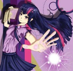 Size: 2814x2738 | Tagged: safe, artist:cobilly, twilight sparkle, human, g4, book, female, humanized, light skin, magic, solo
