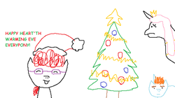 Size: 1050x586 | Tagged: safe, artist:askpoorlydrawntwist, princess celestia, snips, twist, g4, askpoorlydrawntwist, christmas, comic sans, stylistic suck