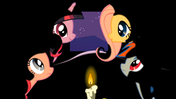 Size: 1366x768 | Tagged: safe, screencap, fluttershy, pinkie pie, rainbow dash, twilight sparkle, g4, over a barrel, candle