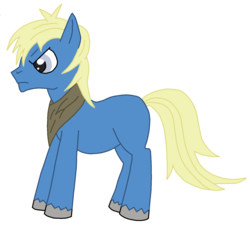 Size: 1547x1396 | Tagged: safe, artist:maleiva, rio azul, earth pony, pony, g1, g4, angry, blank flank, clothes, frown, g1 to g4, generation leap, male, narrowed eyes, scarf, simple background, solo, stallion, unshorn fetlocks, white background