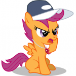 Size: 150x150 | Tagged: safe, artist:masem, scootaloo, pegasus, pony, g4, coach, female, hat, picture for breezies, rainbow dashs coaching whistle, solo, trainer, training, whistle, whistle necklace