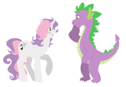 Size: 1628x1121 | Tagged: safe, artist:hannerchu, artist:princess-hanners, spike, sweetie belle, g4, blushing, female, male, older, ship:spikebelle, shipping, straight