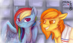 Size: 800x475 | Tagged: safe, artist:prinznero, rainbow dash, spitfire, g4