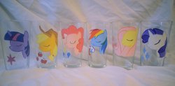 Size: 1024x505 | Tagged: safe, artist:lightningchaser, applejack, fluttershy, pinkie pie, rainbow dash, rarity, twilight sparkle, g4, drinking glass, glass, mane six