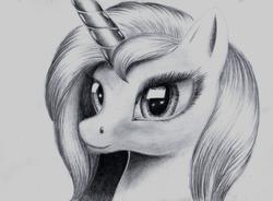 Size: 3312x2442 | Tagged: safe, artist:dragonkasser, princess luna, g4, female, monochrome, solo, traditional art