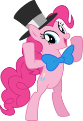 Size: 3000x4368 | Tagged: safe, artist:the-crusius, pinkie pie, earth pony, pony, g4, pinkie pride, bipedal, bowtie, female, hat, mare, simple background, solo, top hat, transparent background, vector