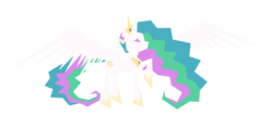 Size: 7000x3000 | Tagged: safe, artist:flamevulture17, princess celestia, alicorn, pony, g4, angular, female, mare, simple background, solo, spread wings, transparent background, wings