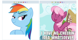 Size: 534x276 | Tagged: safe, cheerilee, rainbow dash, derpibooru, g4, exploitable meme, juxtaposition, juxtaposition win, meme, meta