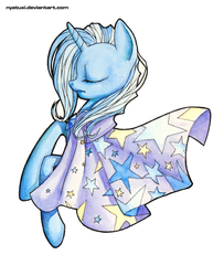 Size: 850x1046 | Tagged: safe, artist:nyatuxi, trixie, pony, unicorn, g4, eyes closed, female, mare, solo, traditional art