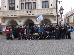 Size: 4288x3216 | Tagged: safe, rainbow dash, human, g4, building, flag, irl, irl human, pavement, photo, poland, rzeszów