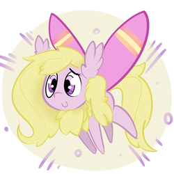 Size: 1500x1500 | Tagged: safe, artist:whydomenhavenipples, oc, oc only, oc:plum, mothpony, original species, cross-eyed, cute, moth pony general, smiling, solo
