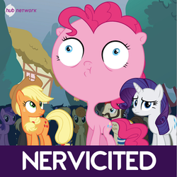 Size: 551x550 | Tagged: dead source, safe, edit, edited screencap, screencap, ace point, amethyst star, applejack, carrot top, golden harvest, pinkie pie, rarity, sparkler, earth pony, pony, g4, official, simple ways, airhead, caption, facial hair, faic, female, inflation, mare, moustache, nervicited, wat
