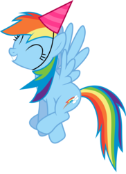 Size: 5577x7644 | Tagged: dead source, safe, artist:stillfire, rainbow dash, pegasus, pony, g4, .ai available, 2014, absurd resolution, female, happy, hat, mare, party hat, simple background, solo, transparent background, vector