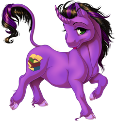 Size: 1443x1507 | Tagged: safe, artist:kittehkatbar, oc, oc only, classical unicorn, cloven hooves, horn, leonine tail, simple background, solo, transparent background, unshorn fetlocks