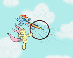 Size: 1280x1025 | Tagged: safe, artist:marindashy, fluttershy, rainbow dash, g4, fluttershy answers