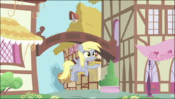 Size: 1367x776 | Tagged: safe, artist:vanillecream, derpy hooves, g4, chocolate, female, filly, muffin, solo