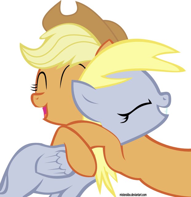 545465 Safe Artist Misteraibo Applejack Derpy Hooves Pegasus