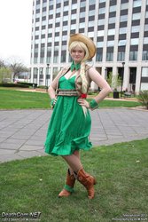 Size: 683x1024 | Tagged: artist needed, safe, applejack, human, g4, clothes, cosplay, dress, gala dress, irl, irl human, photo, solo, tekkoshocon