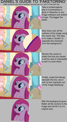 Size: 1557x2829 | Tagged: safe, artist:dtkraus, edit, edited screencap, screencap, pinkie pie, g4, editing tutorial, ei, hub logo, pinkamena diane pie, tutorial