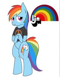 Size: 420x538 | Tagged: safe, artist:dark-southern-rebel, rainbow dash, pony, g4, belly button, bipedal, female, gamerdash, half-life, ljn, mare, simple background, solo, video game, wingless