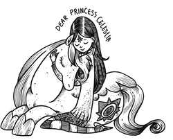 Size: 1828x1480 | Tagged: safe, artist:secondlina, princess celestia, twilight sparkle, g4, bindi, black and white, eyes closed, freckles, grayscale, hug, kneeling, monochrome, prone, sitting, smiling, traditional art