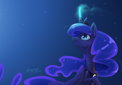 Size: 900x630 | Tagged: safe, artist:bronyseph, princess luna, g4, female, magic, night, solo