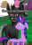 Size: 1230x1725 | Tagged: safe, artist:nigel5469, twilight sparkle, oc, oc:ben mare, demon, demon pony, original species, pony, unicorn, g4, crying, curse of the demon pony, fanfic, fanfic art, fanfic cover, fangs, female, jussonic, male, mare, sharp teeth, stallion, teeth, unicorn twilight