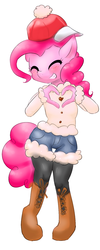 Size: 600x1500 | Tagged: safe, artist:yajima, pinkie pie, earth pony, anthro, g4, clothes, female, pixiv, solo