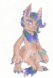 Size: 1566x2313 | Tagged: safe, artist:mylittlepeasant, oc, oc only, oc:moonstone, diamond dog, solo, traditional art