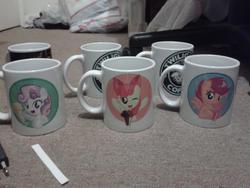 Size: 960x720 | Tagged: safe, artist:totoroxvi, apple bloom, scootaloo, sweetie belle, g4, coffee mug