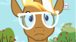 Size: 598x336 | Tagged: safe, screencap, trenderhoof, pony, unicorn, g4, simple ways, animated, close-up, dilated pupils, heart, male, open mouth, solo, stallion