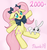 Size: 930x980 | Tagged: safe, artist:marindashy, angel bunny, fluttershy, g4, blushing, bow, floppy ears, happy, looking at you, open mouth, pigtails, smiling, spread wings