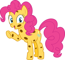 Size: 6440x6000 | Tagged: safe, artist:dasprid, pinkie pie, cheese pony, food pony, original species, g4, absurd resolution, cheese, cheeselegs, female, looking at you, open mouth, pun, race swap, raised hoof, simple background, smiling, solo, transparent background, trypophobia, vector, visual pun, waving, wide eyes
