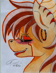 Size: 1712x2212 | Tagged: safe, artist:digitaldomain123, oc, oc only, colored, earring, lipstick, solo, traditional art