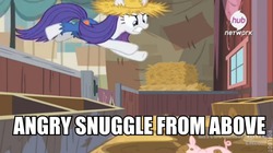 Size: 603x337 | Tagged: safe, screencap, rarity, g4, simple ways, female, image macro, imma snuggle you, mud, rarihick, snuggling, solo, uncouth, warcry, warface