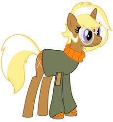 Size: 1600x1729 | Tagged: safe, artist:evilfrenzy, trenderhoof, g4, simple ways, rule 63, solo, that was fast, trend setter